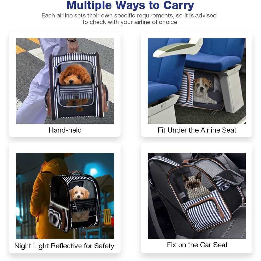 Mochila grande para gatos expandible y plegable rosada