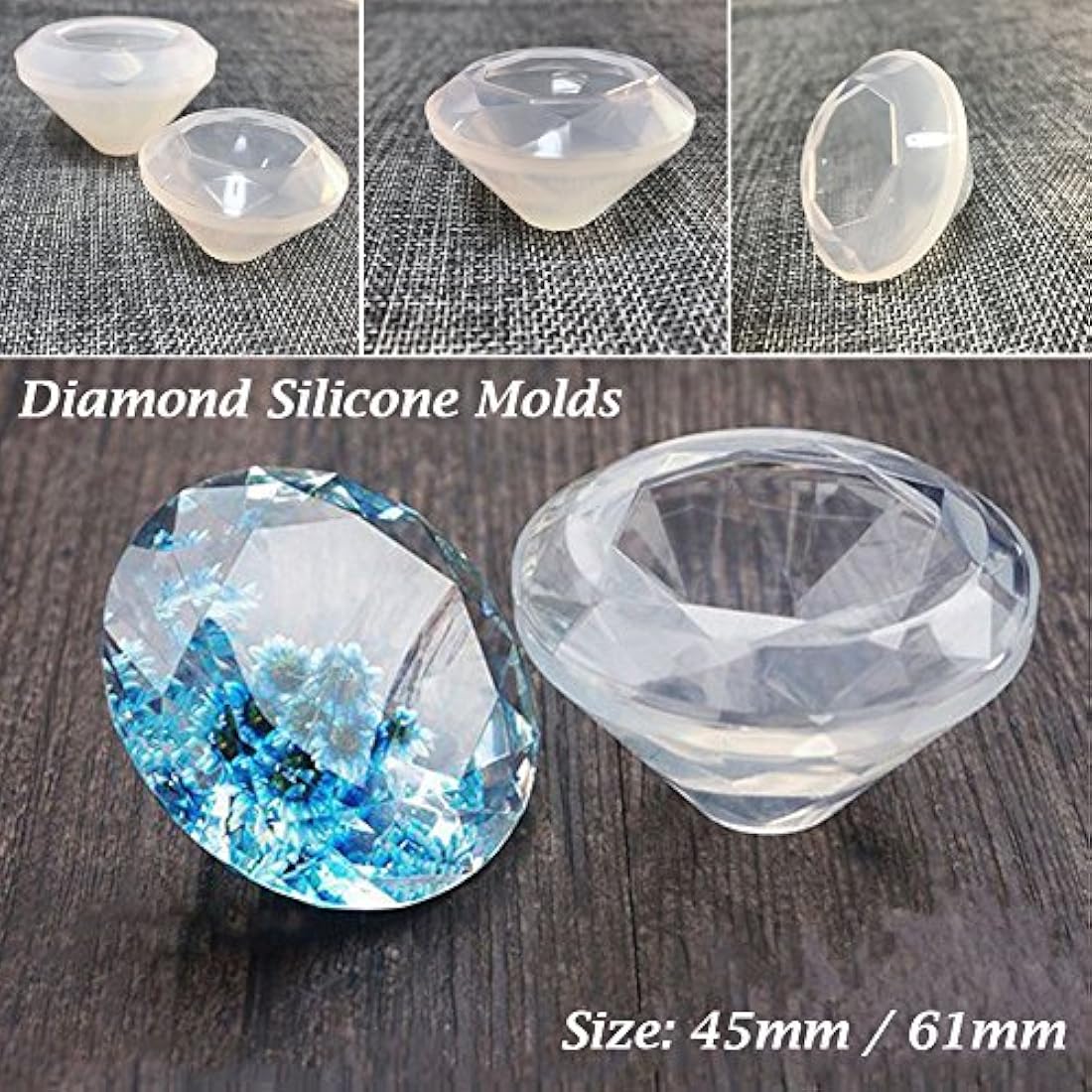 Molde de silicona con forma de diamante 45mm x 61mm
