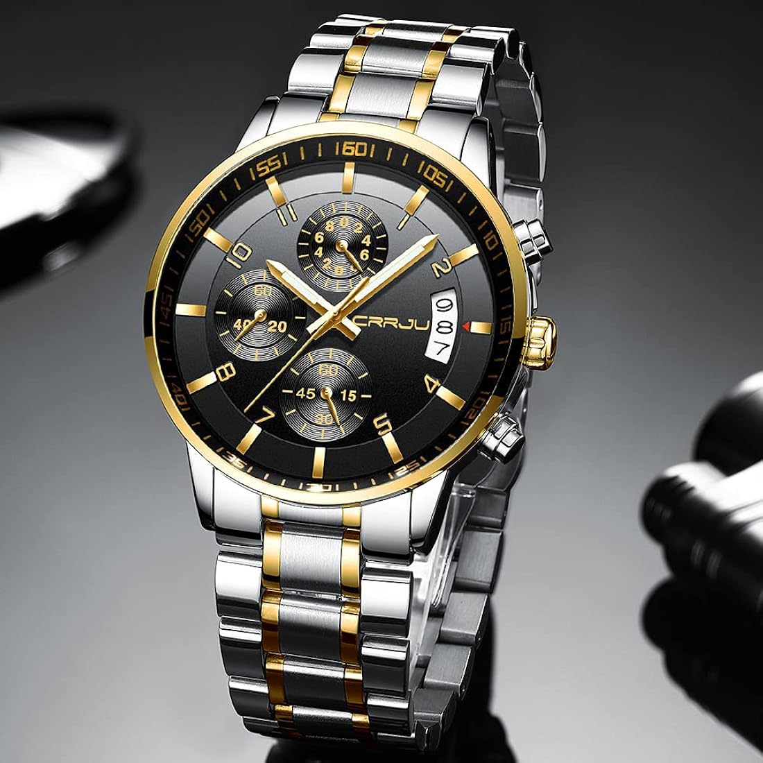 Reloj de pulsera, resistente al agua CJ2214SL-G-BK CRRJU