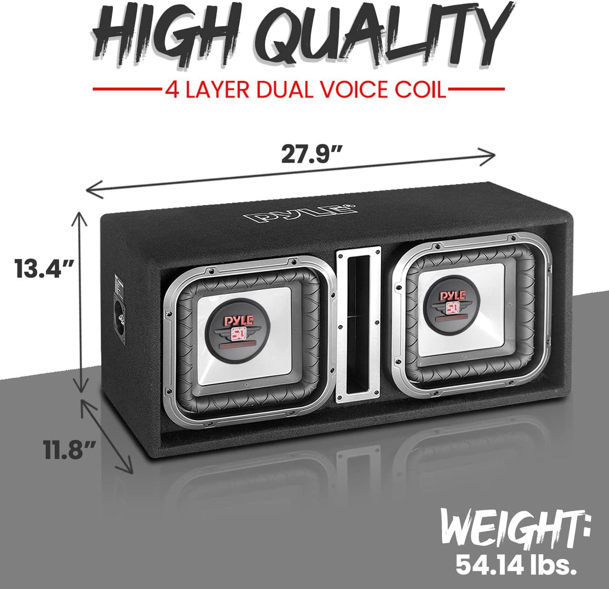 Parlante de caja de subwoofer dual PYLE PLSQ210BS