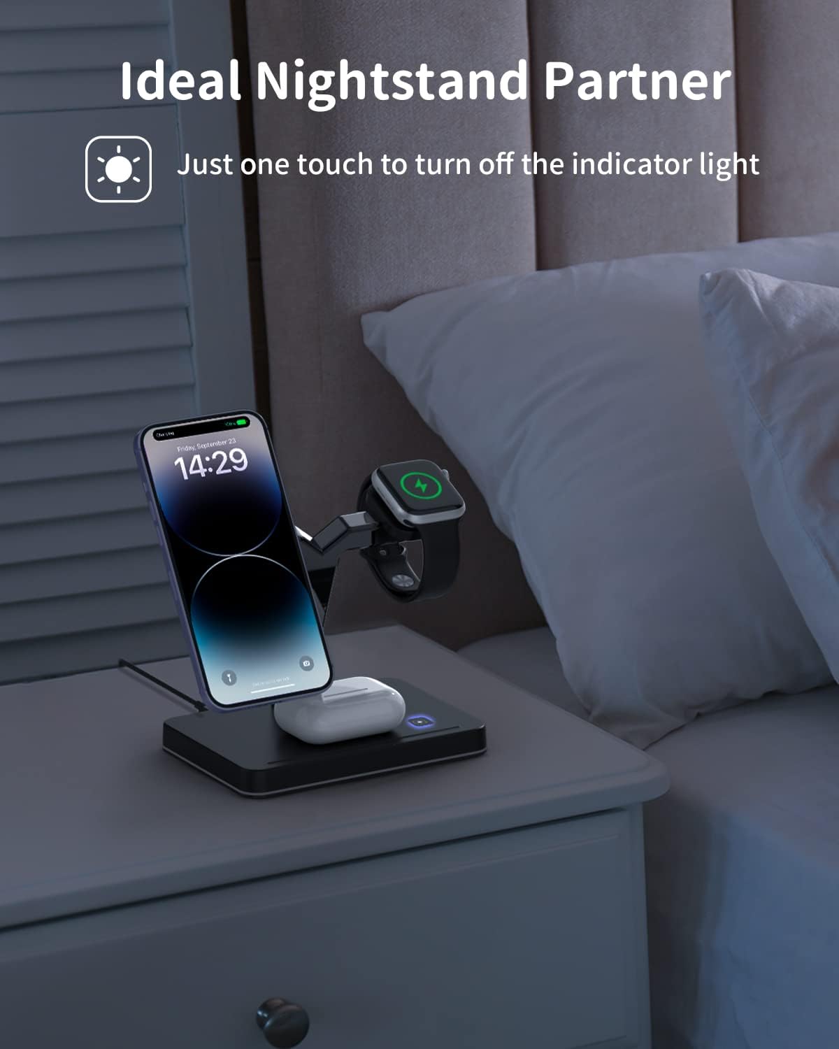 Cargador seguro Mag con soporte inalámbrica 3 en 1