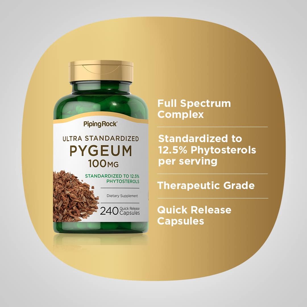 Suplemento de Pygeum Piping Rock 100mg 240 Cápsulas Non-GMO