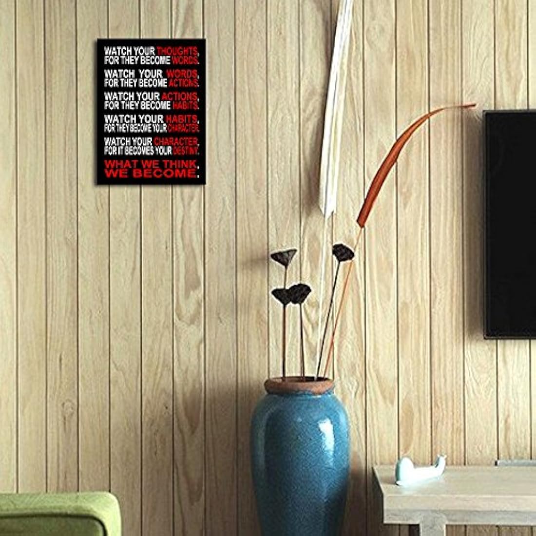 Pyradecor Watch Your Thoughts - Lienzo decorativo para pared