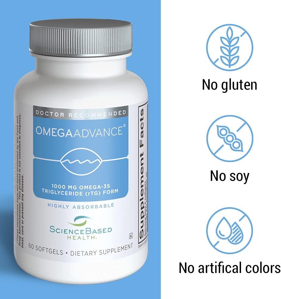 OmegaAdvance Omega-3 Fish Oil 1000mg EPA&DHA Lutein 60 Softgels