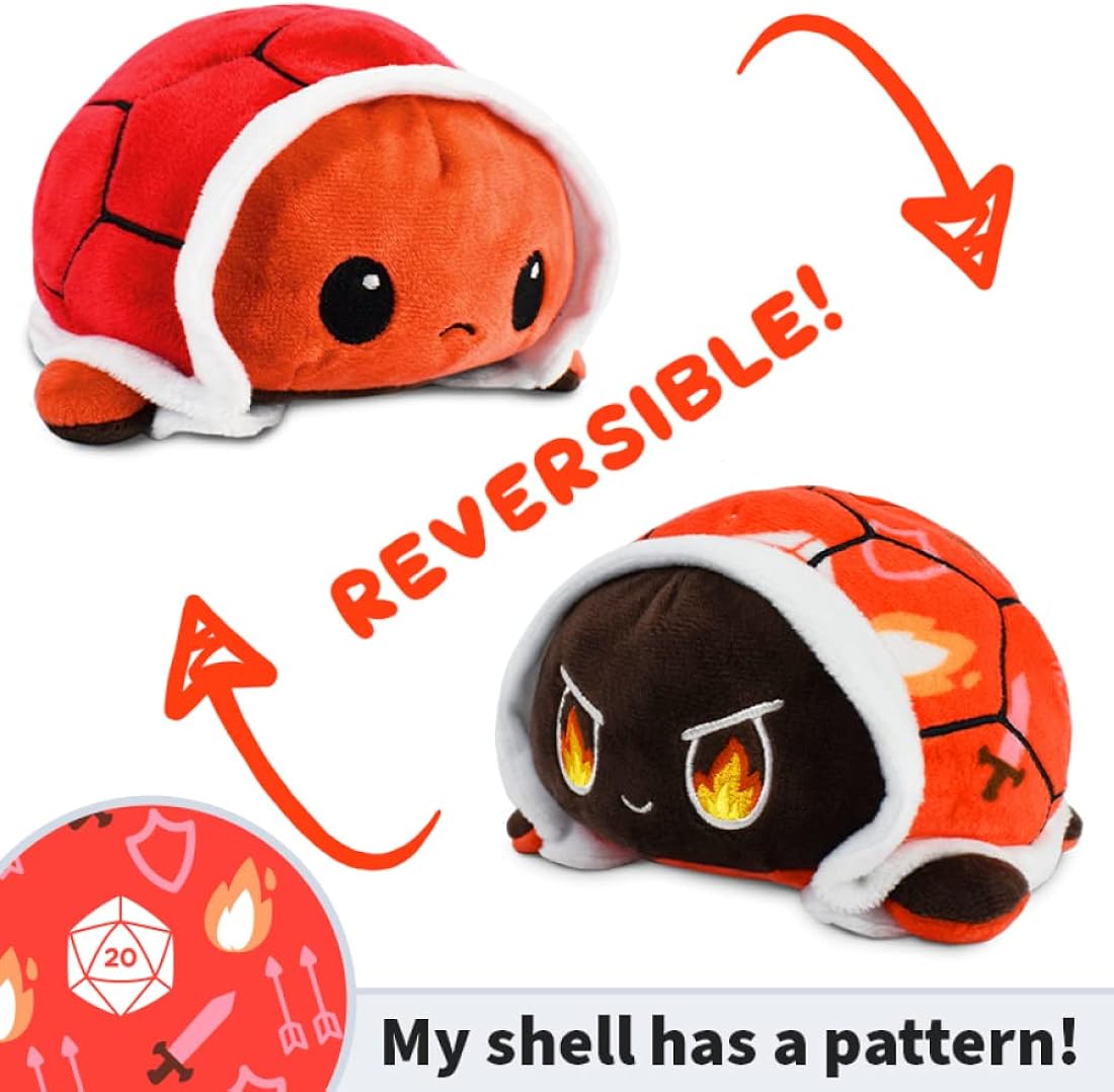 Peluche La tortuga reversible muestra estado de ánimo rojo