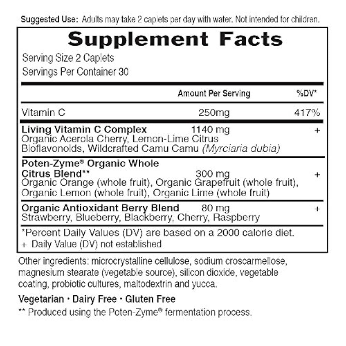 Suplemento de vitamina C Garden of Life no transgénicos