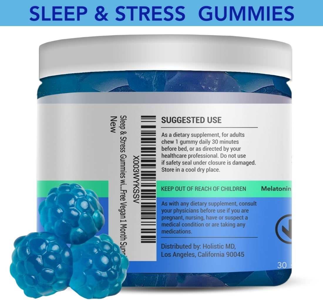 Calm Sleep Stress Gummies Melatonin L-Theanine 5-HTP Supplements