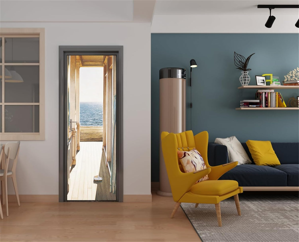 Pegatina 3D para Puerta - Autoadhesiva Marítima - 30.3x78.7