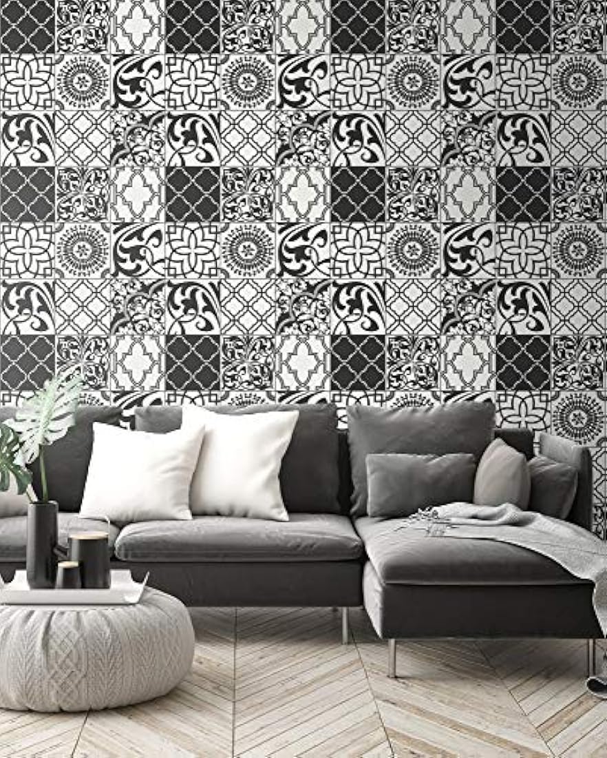 NextWall - Papel pintado para azulejos (blanco y negro)