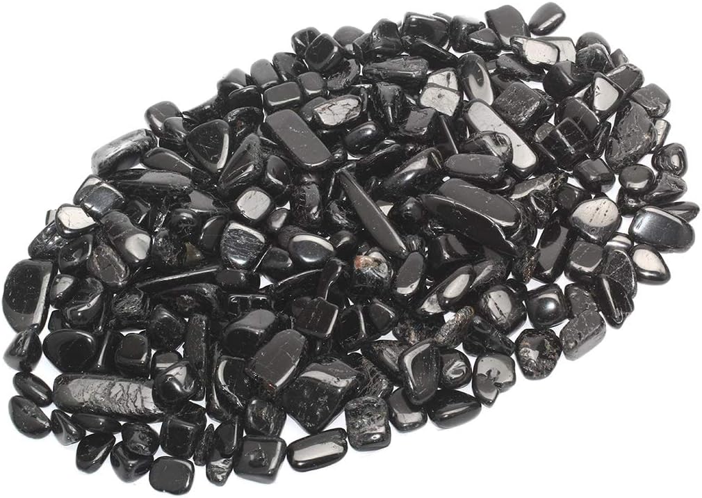 Chips de piedra pulida de turmalina negra de 1 libra Piezas de cuarzo de cristal natural trituradas