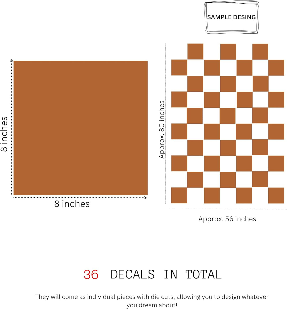 Vinilos Adhesivos MINICK 36 Piezas Grande 8x8 Paredes Decorativas