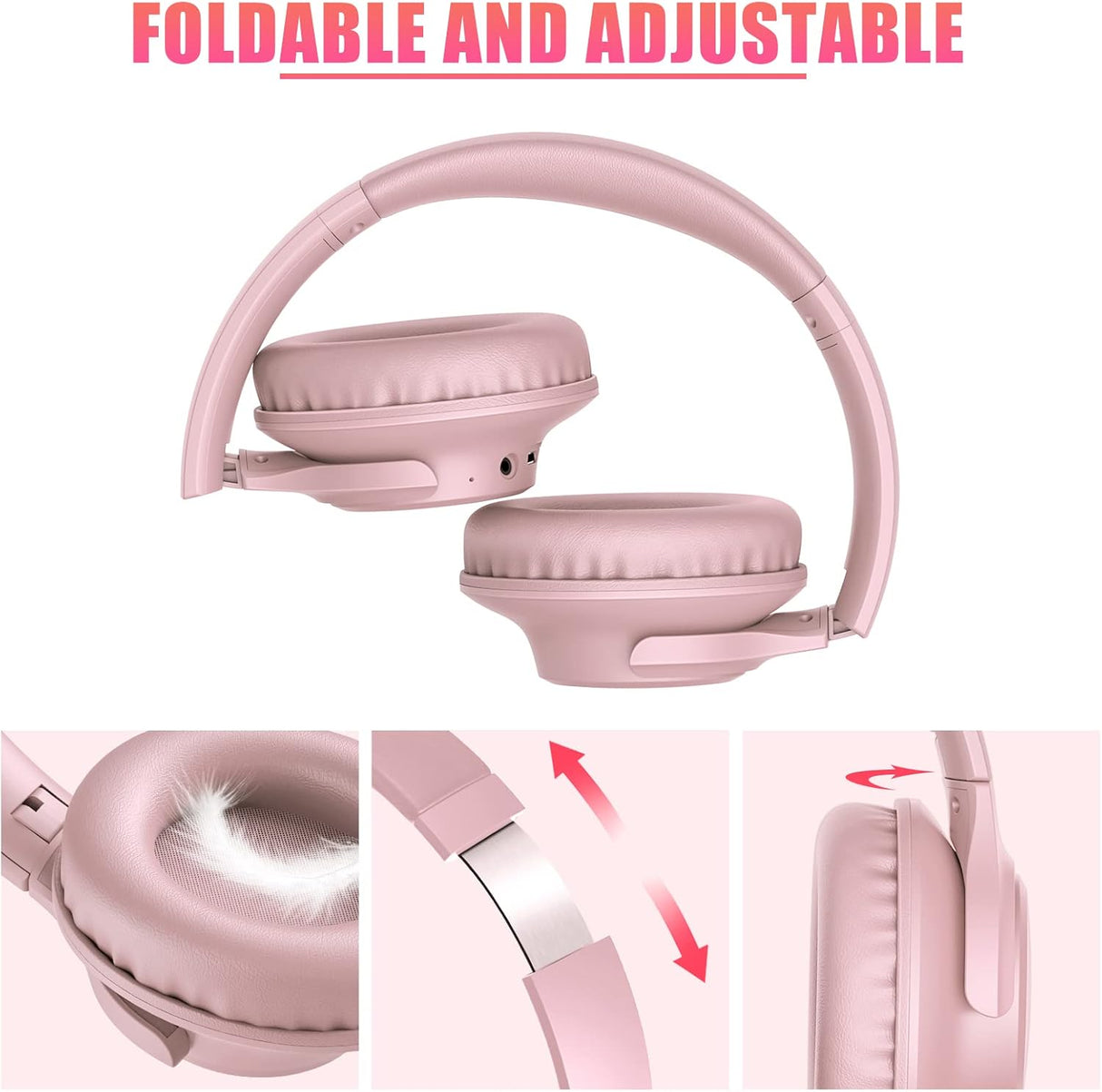 Auriculares Bluetooth KVIDIO, 65h, plegables, con micrófono