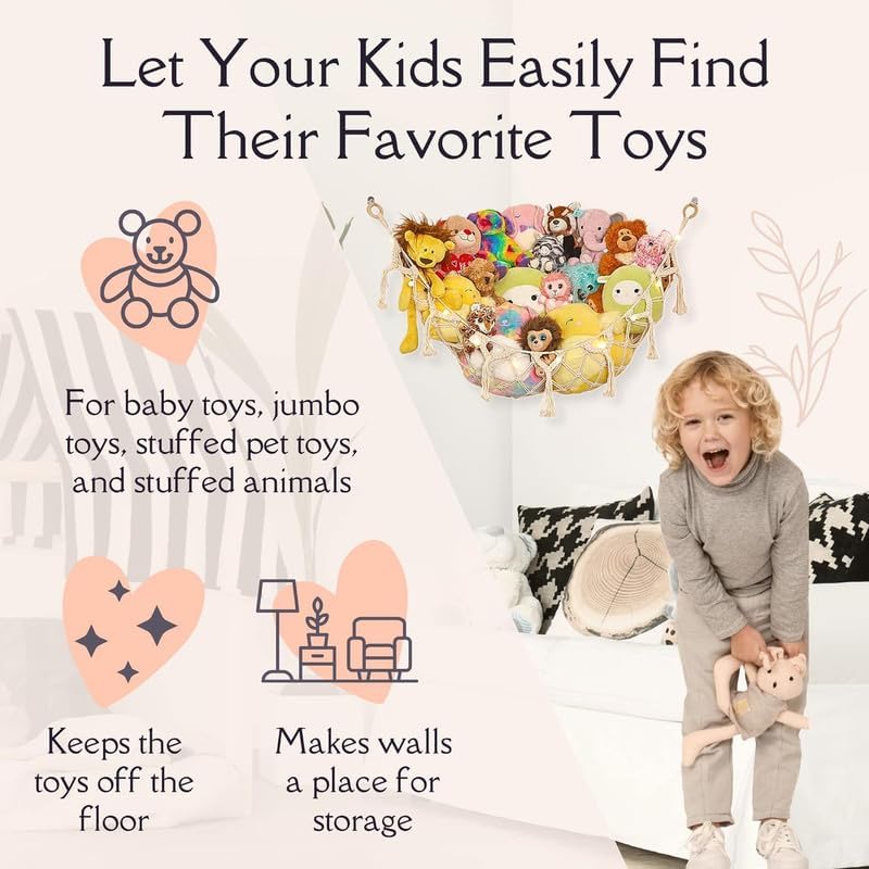 Hamaca de Almacenamiento para Peluches - Decoración Boho - 2 Pack