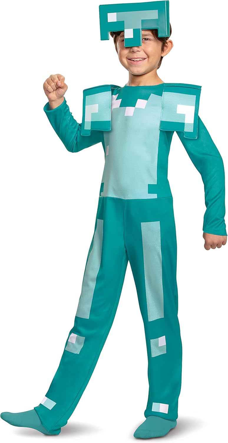 Disfraz Jumpsuit Minecraft Armor Niños, Grande (10-12)