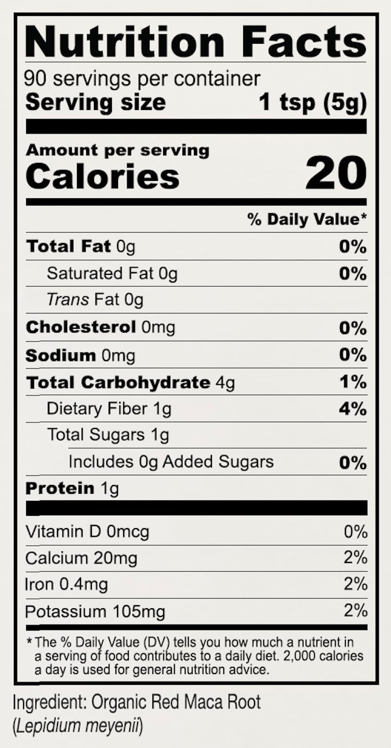 Maca Orgánica Roja Anthony 1 lb Raw Sin Gluten GMO