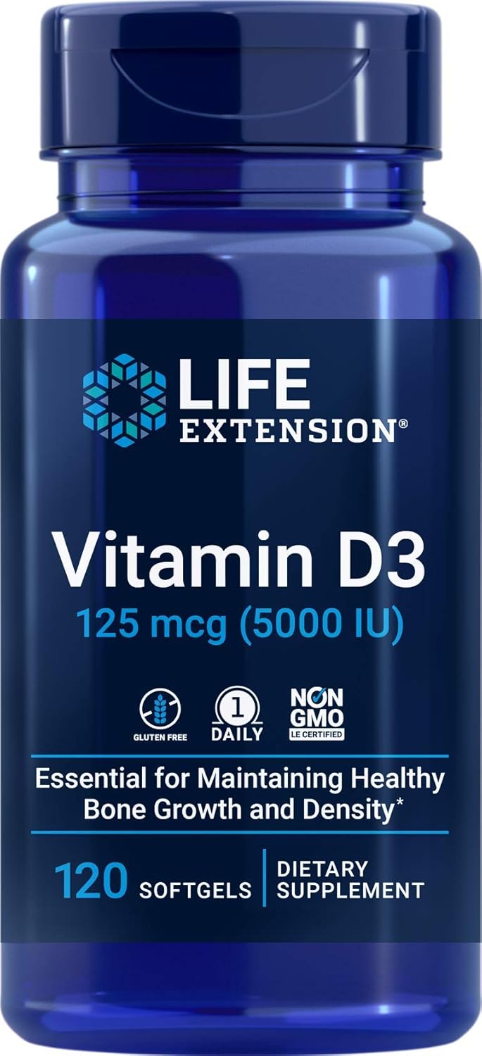 Vitamina D3 5000 IU Life Extension 120 Softgels 125mcg