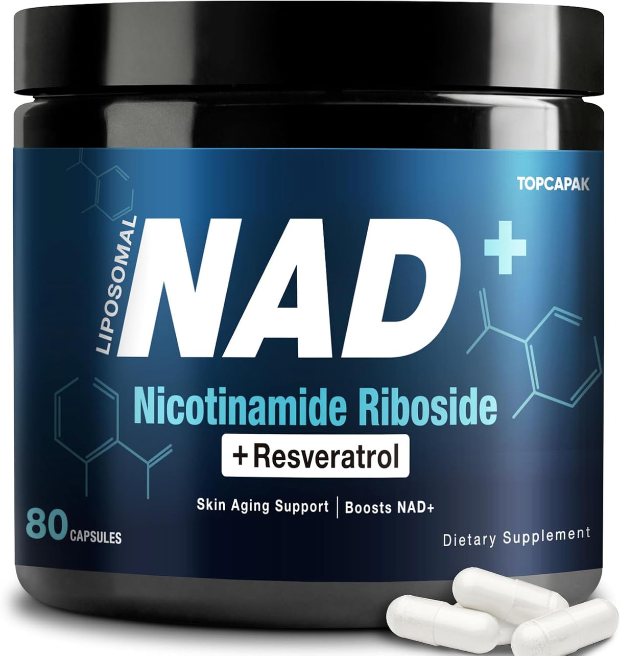 Suplemento NAD+ 1000mg, Nicotinamida Ribosida, 80 Cápsulas
