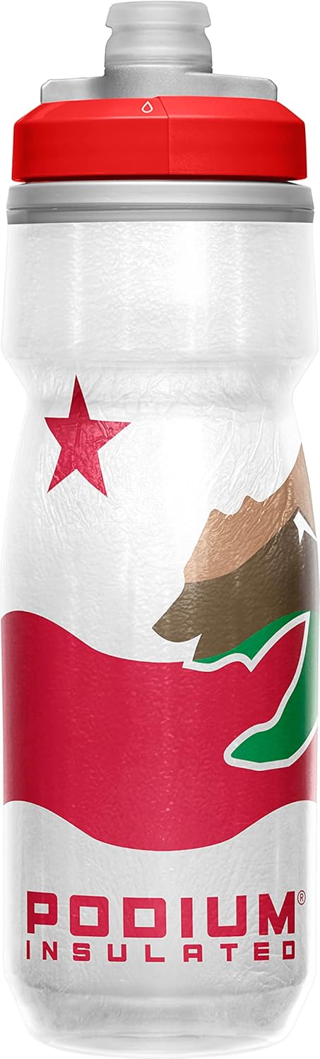 CamelBak Podium Chill Botella de agua aislada para bicicleta, botella fácil de apretar, se adapta a la mayoría de jaulas de bicicleta, 21 onzas, California