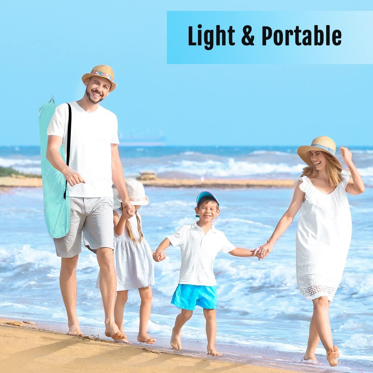 Tienda de playa pop-up XL con protección UV y ventilación