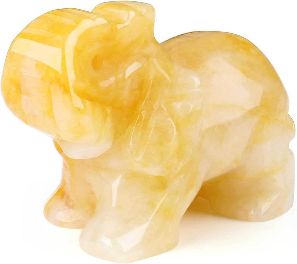 QINJIEJIE Cristales de jade amarillo, decoración de elefante