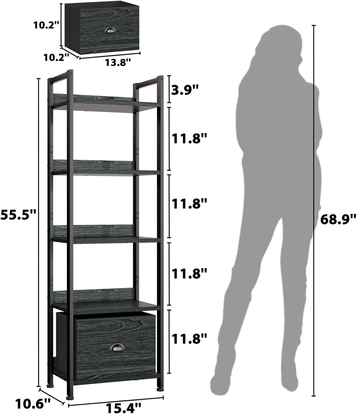 Estantería Furologee 5 Niveles con Cajón, Rack de Cocina