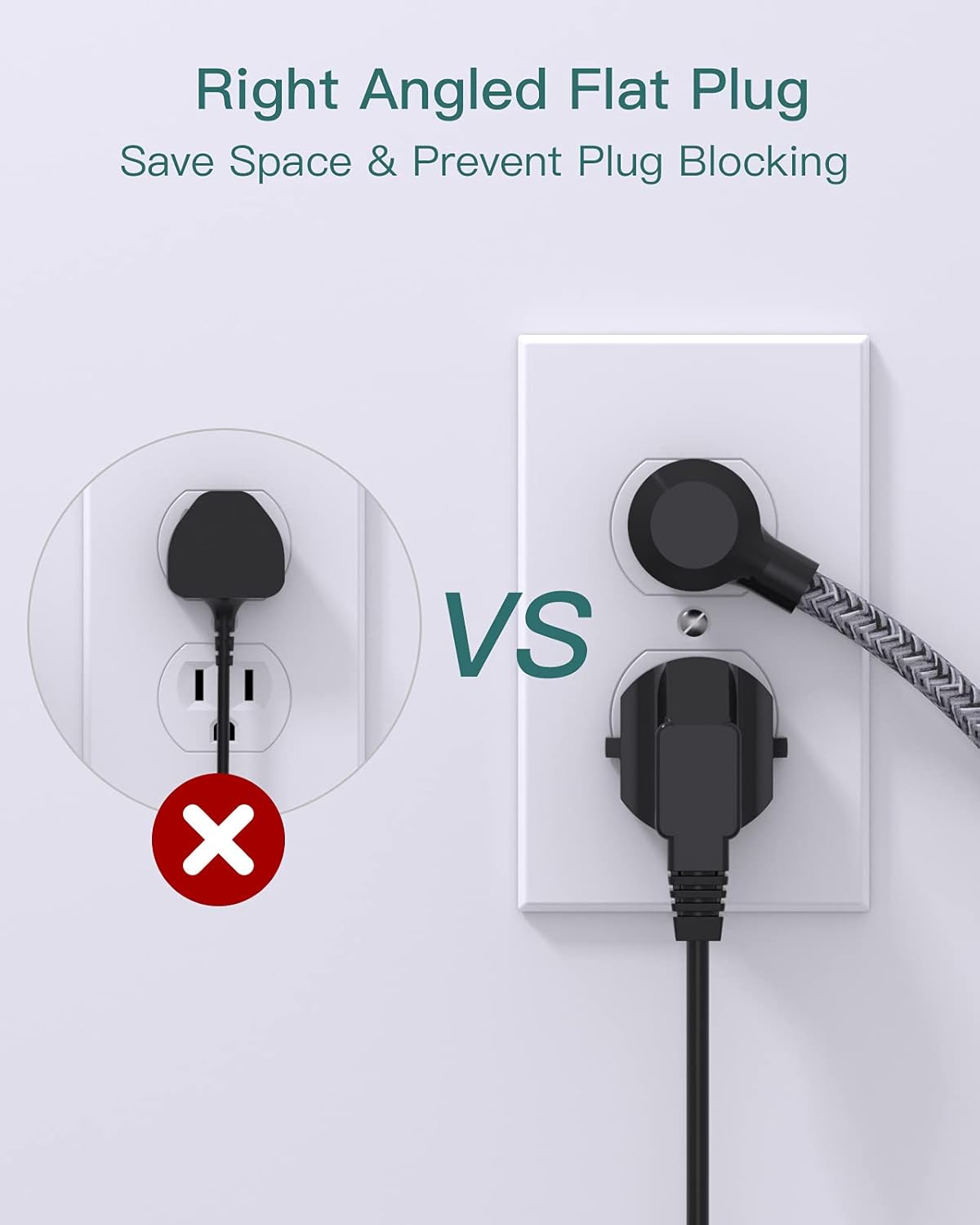 Addtam Tira de alimentación con certificado ETL 5 pies