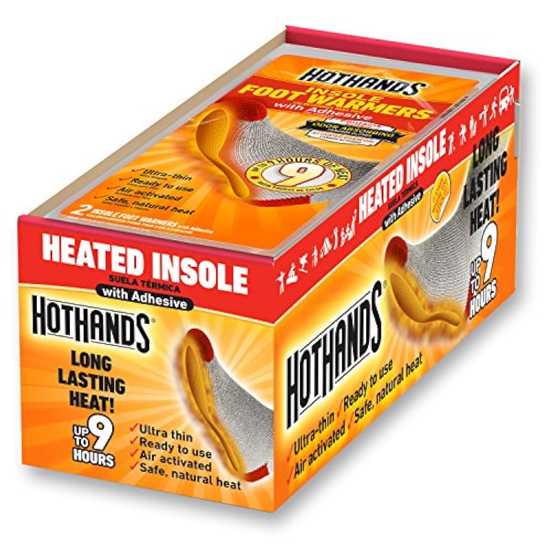 Calentadores de pies con plantilla Calentadores activados por aire inodoros naturales seguros y duraderos Hasta 9 horas de calor 16 pares