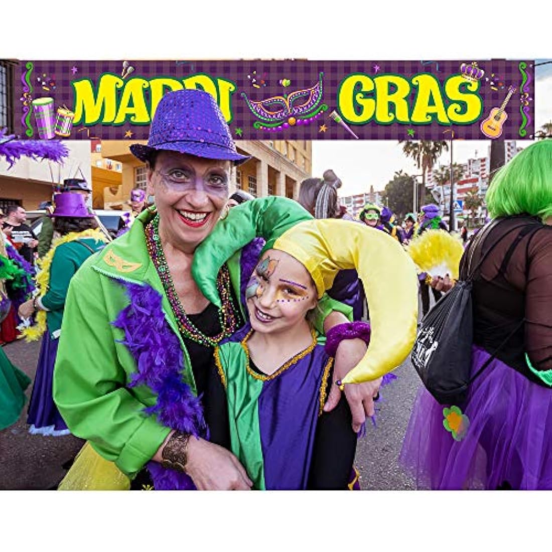 Bandera grande de Mardi Gras para valla