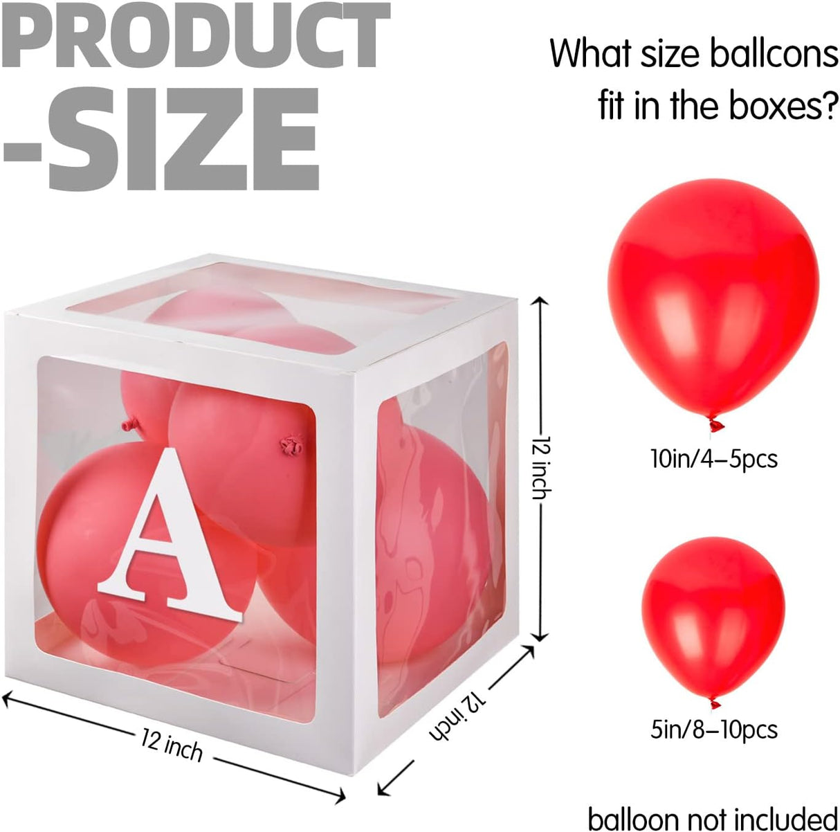 USCNC Baby Boxes With 4 pcs Letters White Clear Balloon Box Blocks for Baby Shower and Birthday Party