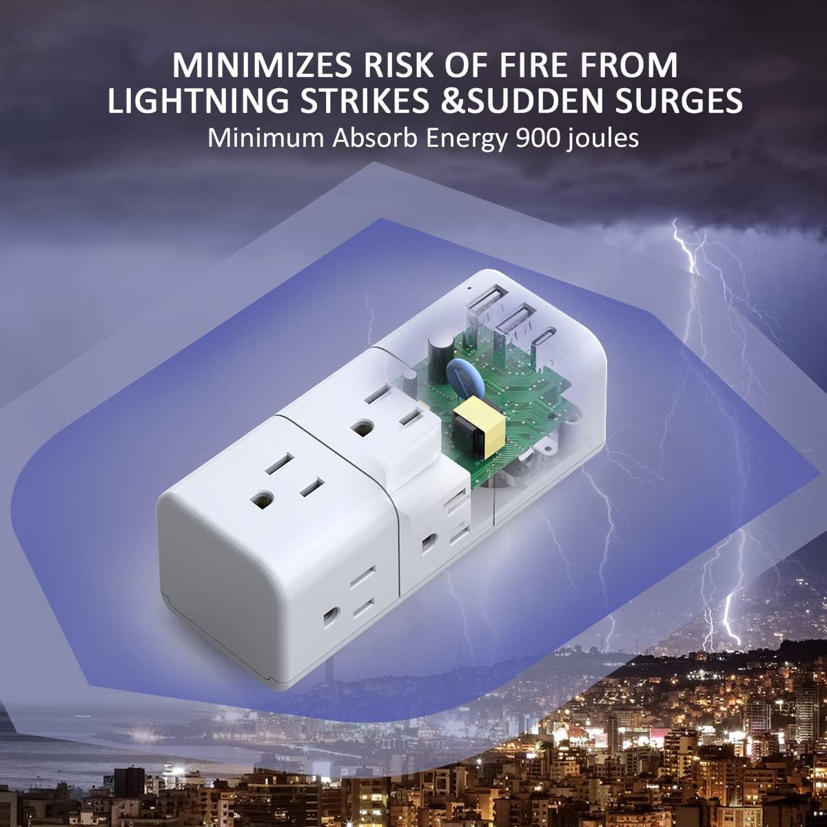 YISHU - Extensor de toma de corriente múltiple USB, .