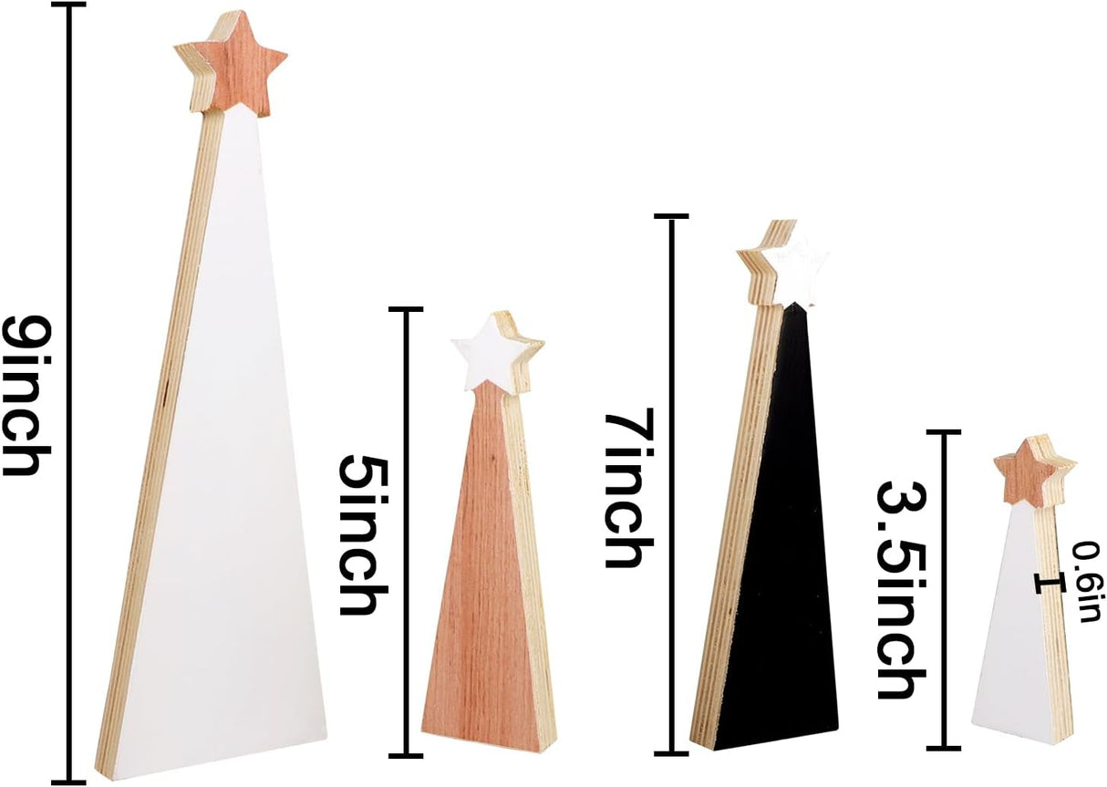 Árbol de Navidad de Madera, 4 Piezas, Decoración Original