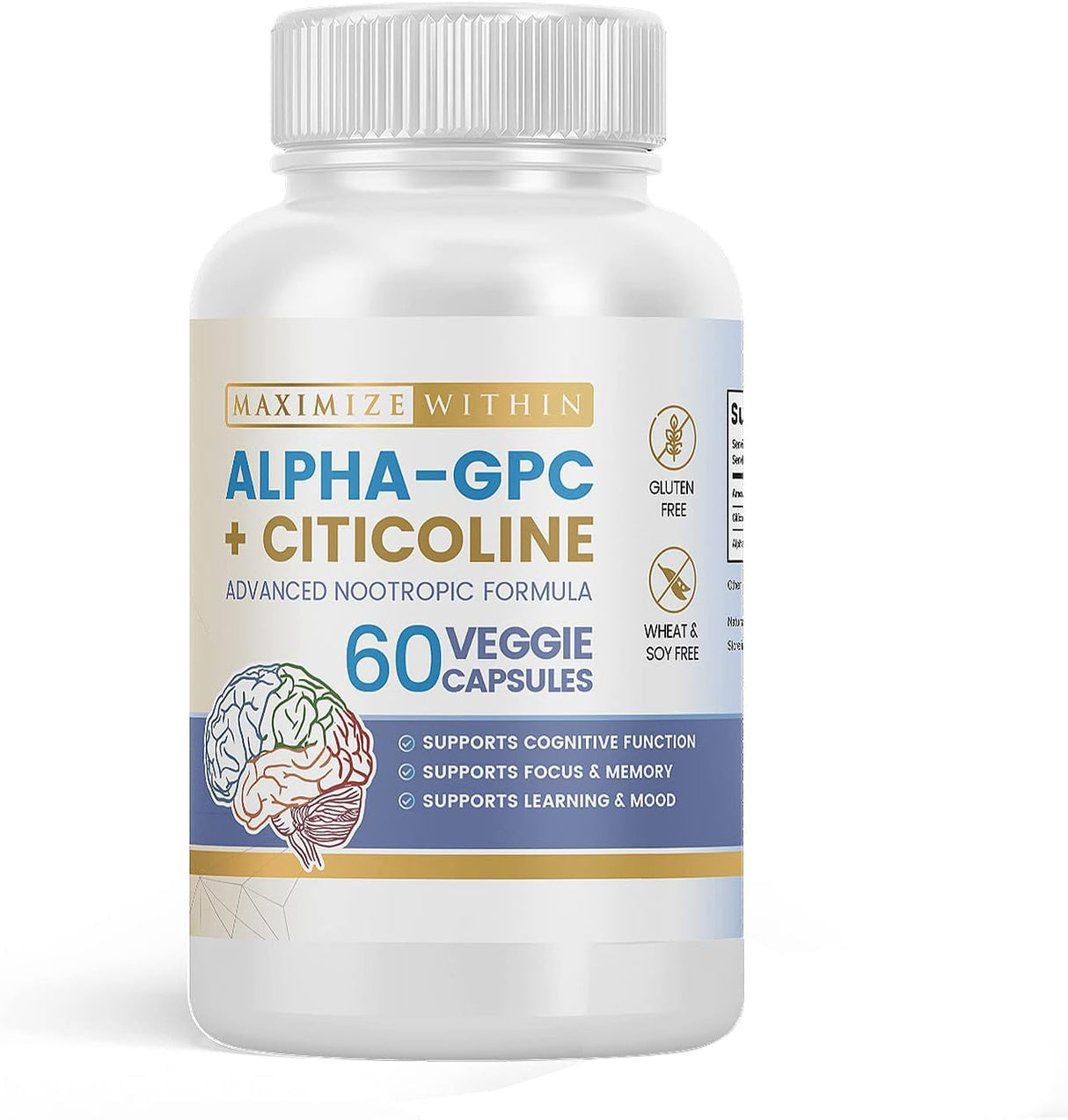 Alpha GPC + Citicolina 1600mg Mejora Cognitiva, Memoria y Energía