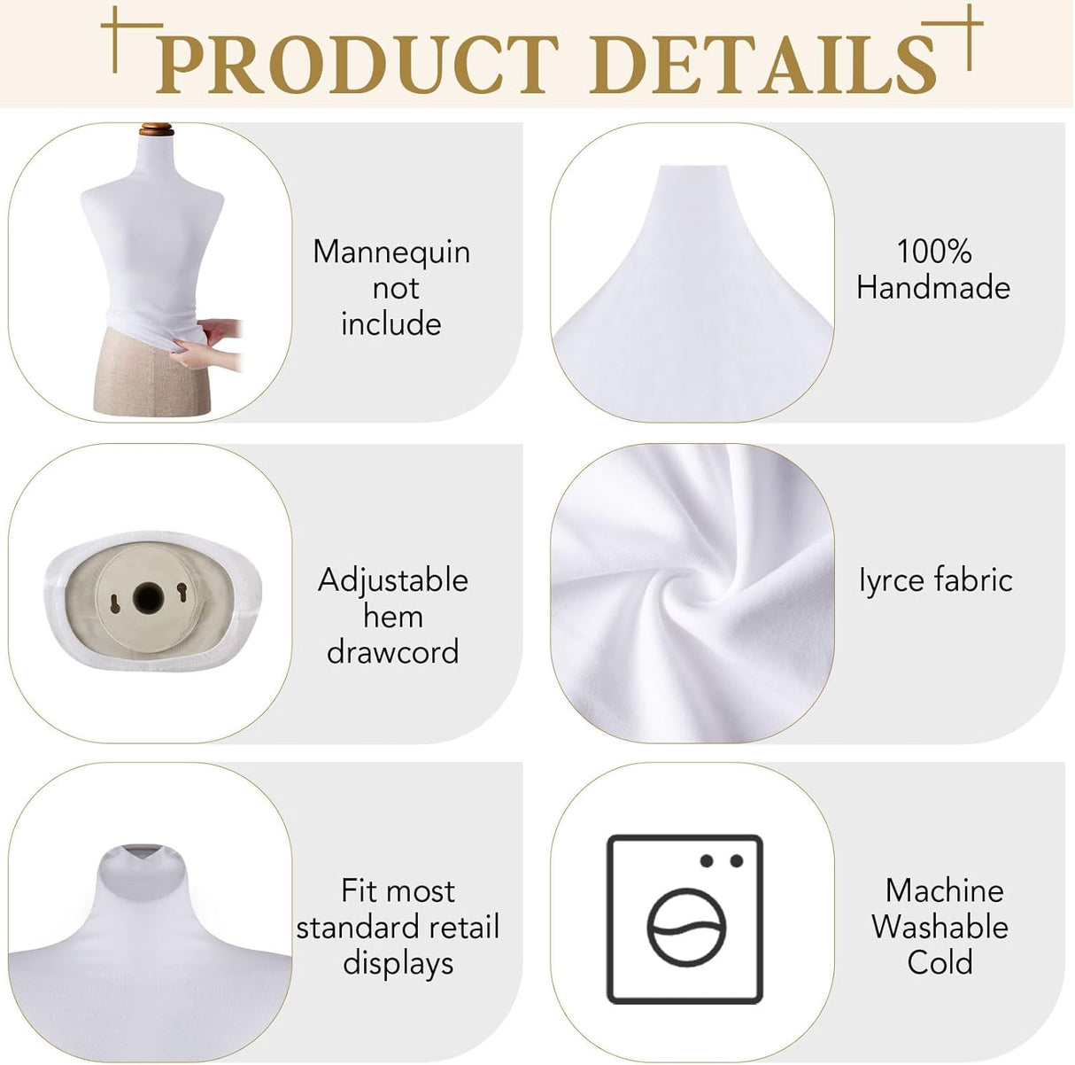 Cubierta de Maniquí Superior Peryiter, Tela Suave y Elástica