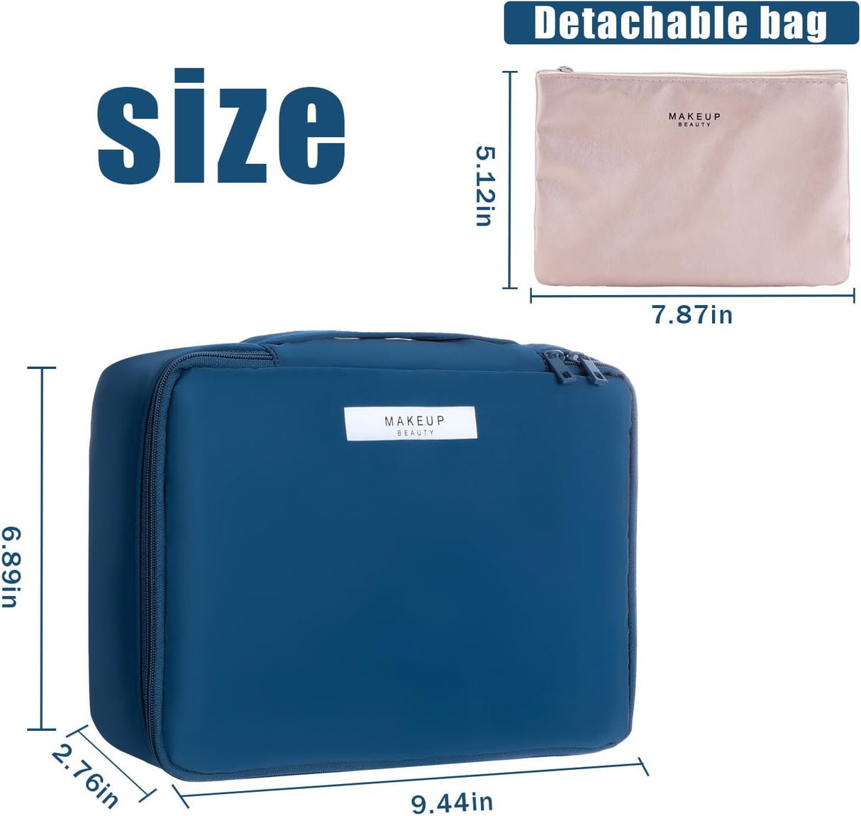 porta maquillajes color azul marino Queboom