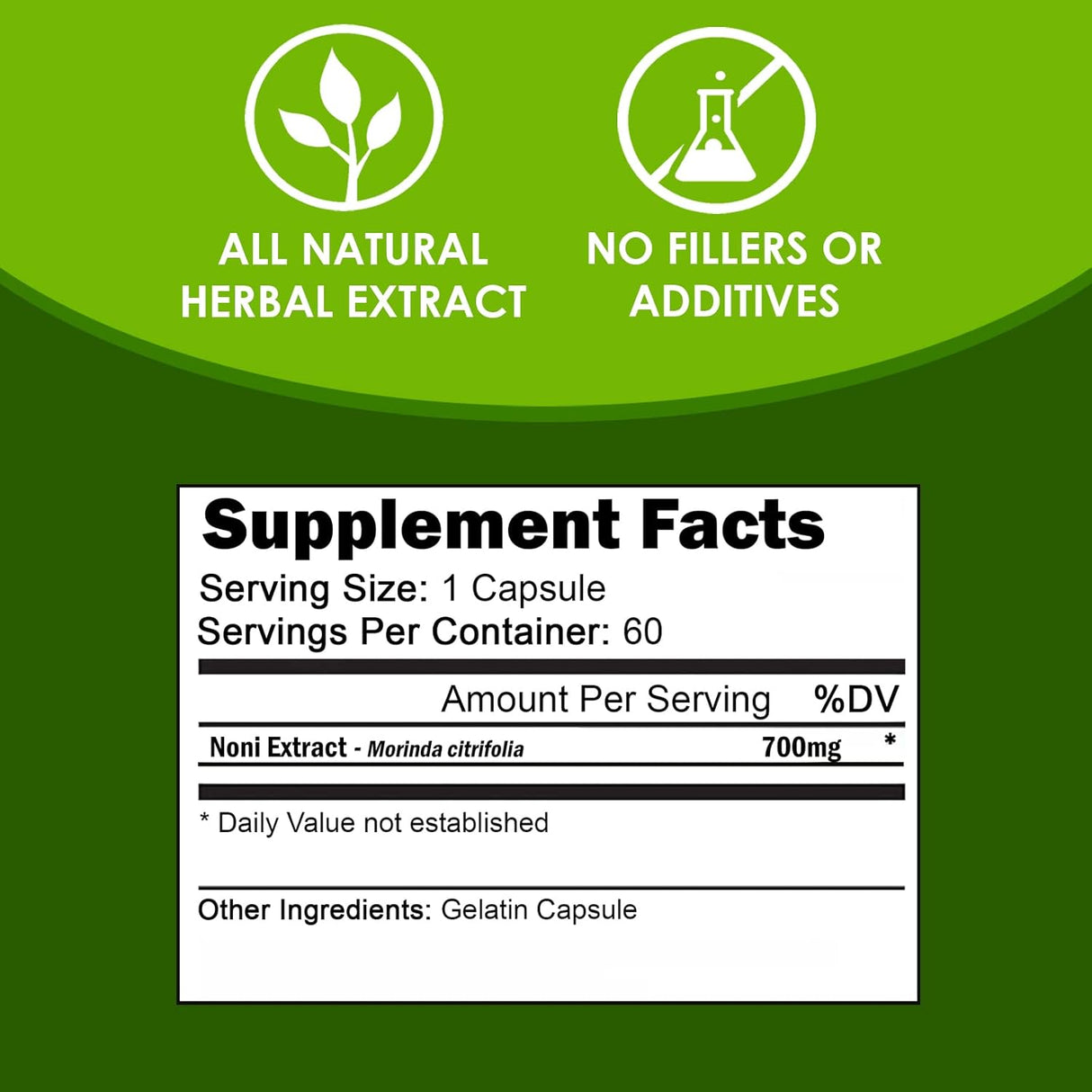 Suplemento NONI Cápsulas 700mg Morinda citrifolia Extracto