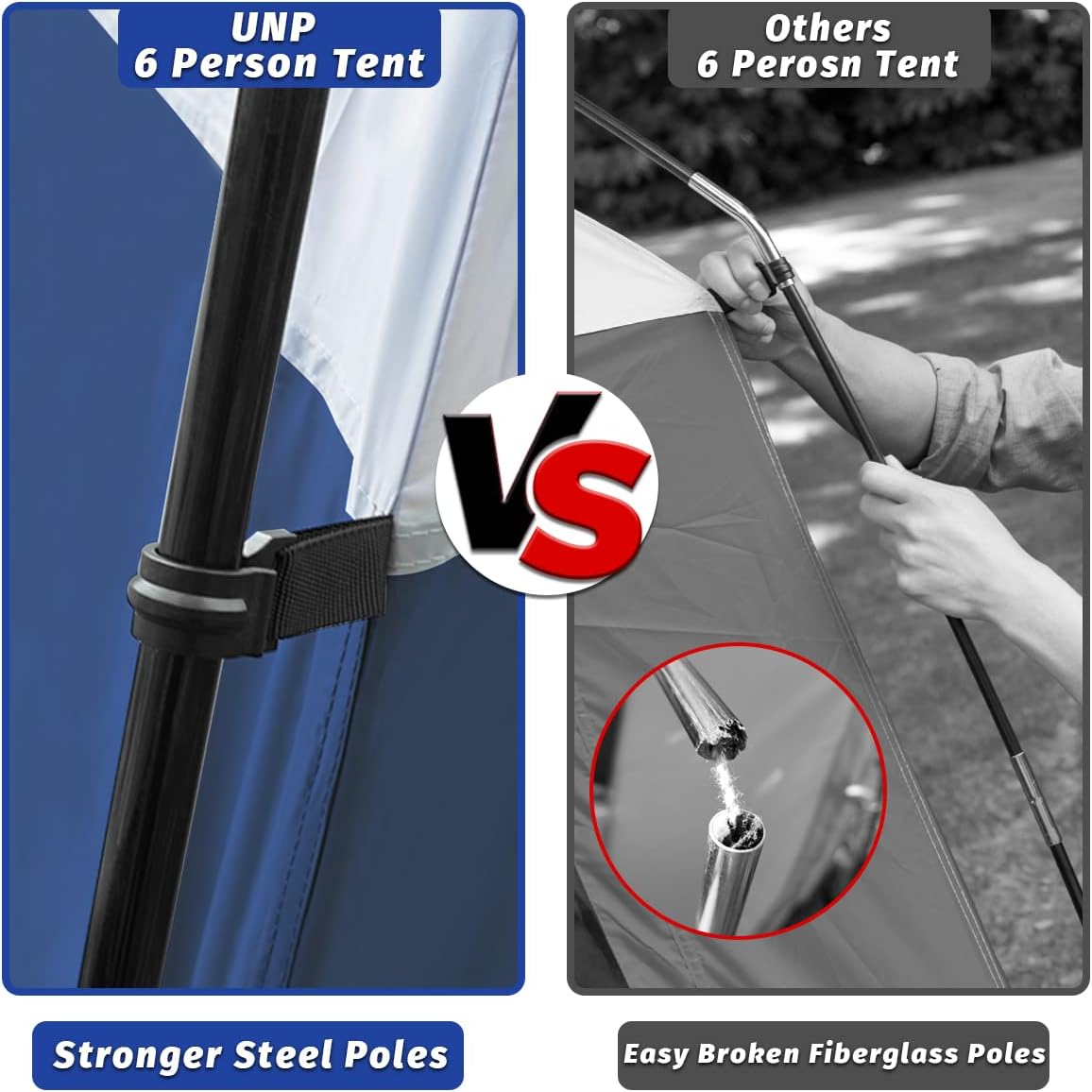 Tienda de campaña UNP 6 personas, impermeable, fácil montaje, 10'x9