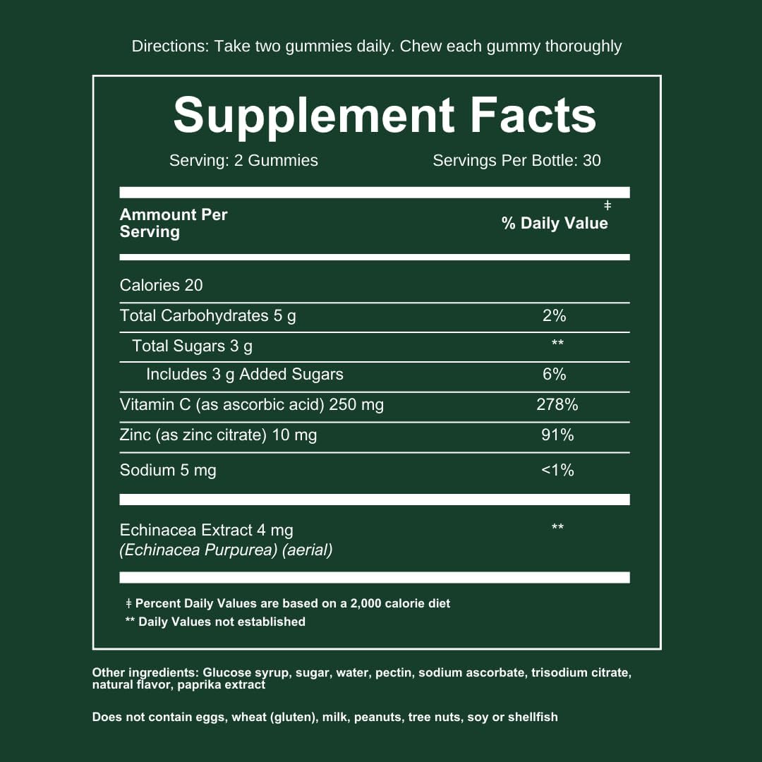 Gomitas de Apoyo Inmunológico con Vitamina C Zinc Equinácea