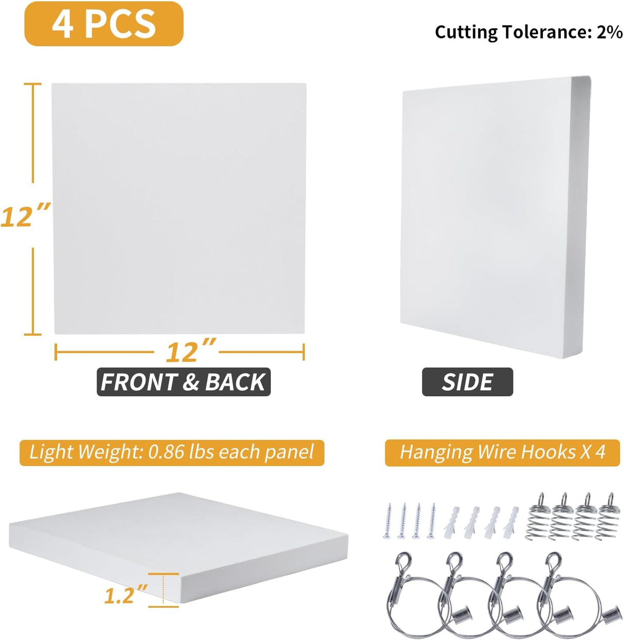 Paneles Acústicos TroyStudio 12x12 Pulgadas, 4 Piezas, Fibra