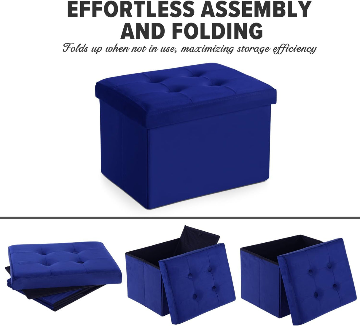 Ottomán de almacenamiento plegable con cojín y reposapiés