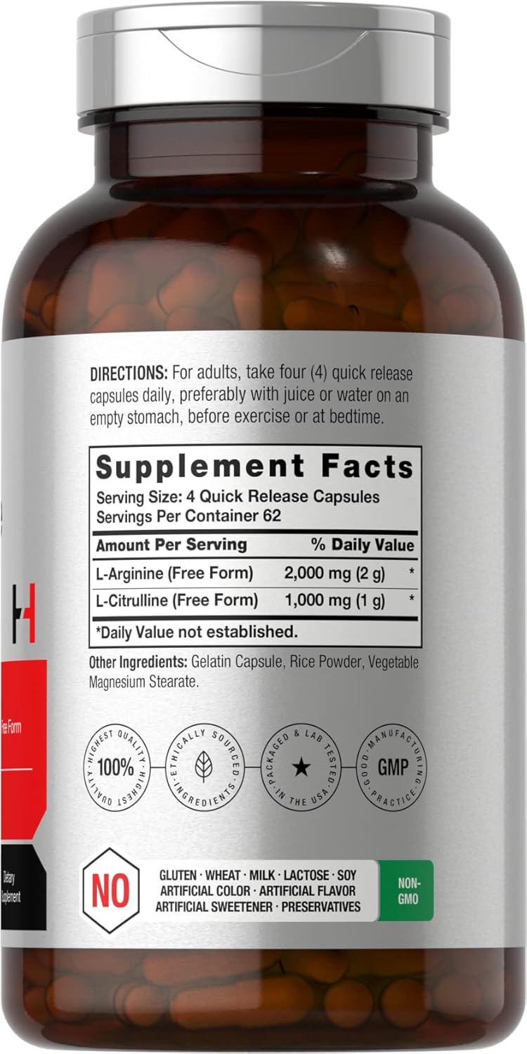 Complejo L-Arginina L-Citrulina Horbäach 3000mg 250 Cápsulas