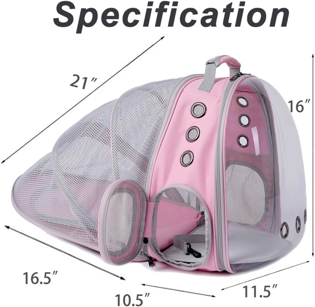 Mochila expandible para gatos con ventana de burbujas