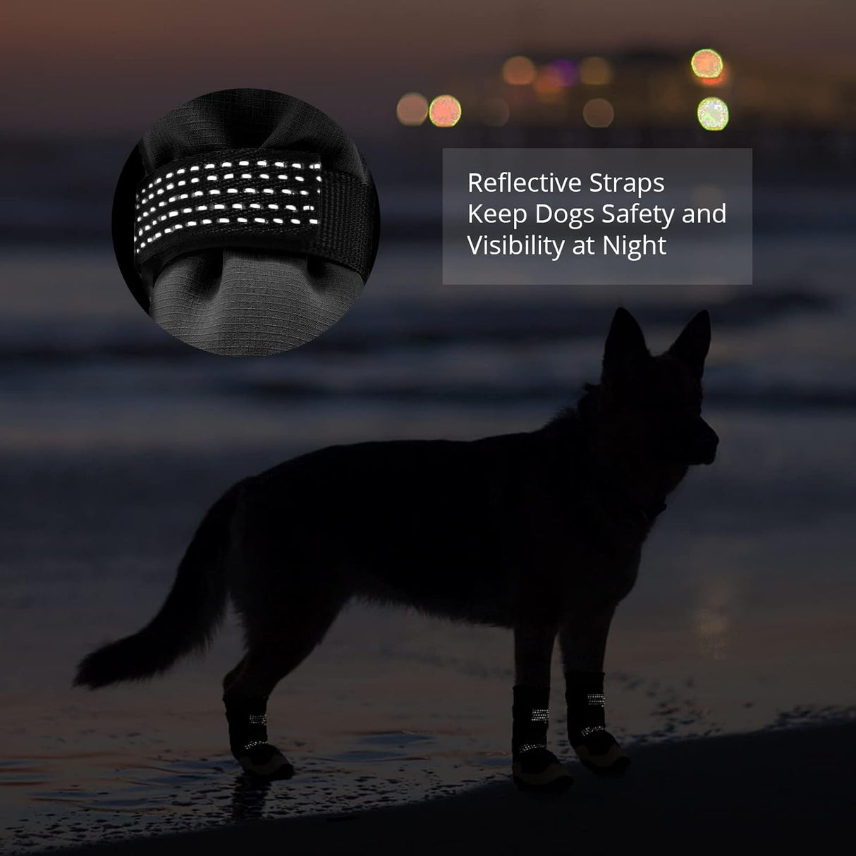 Zapatos impermeables para perros, botines para perros para pavimento caliente con suela antideslizante resistente y reflectante, zapatos para perros pequeños, medianos y grandes, 4 unidades