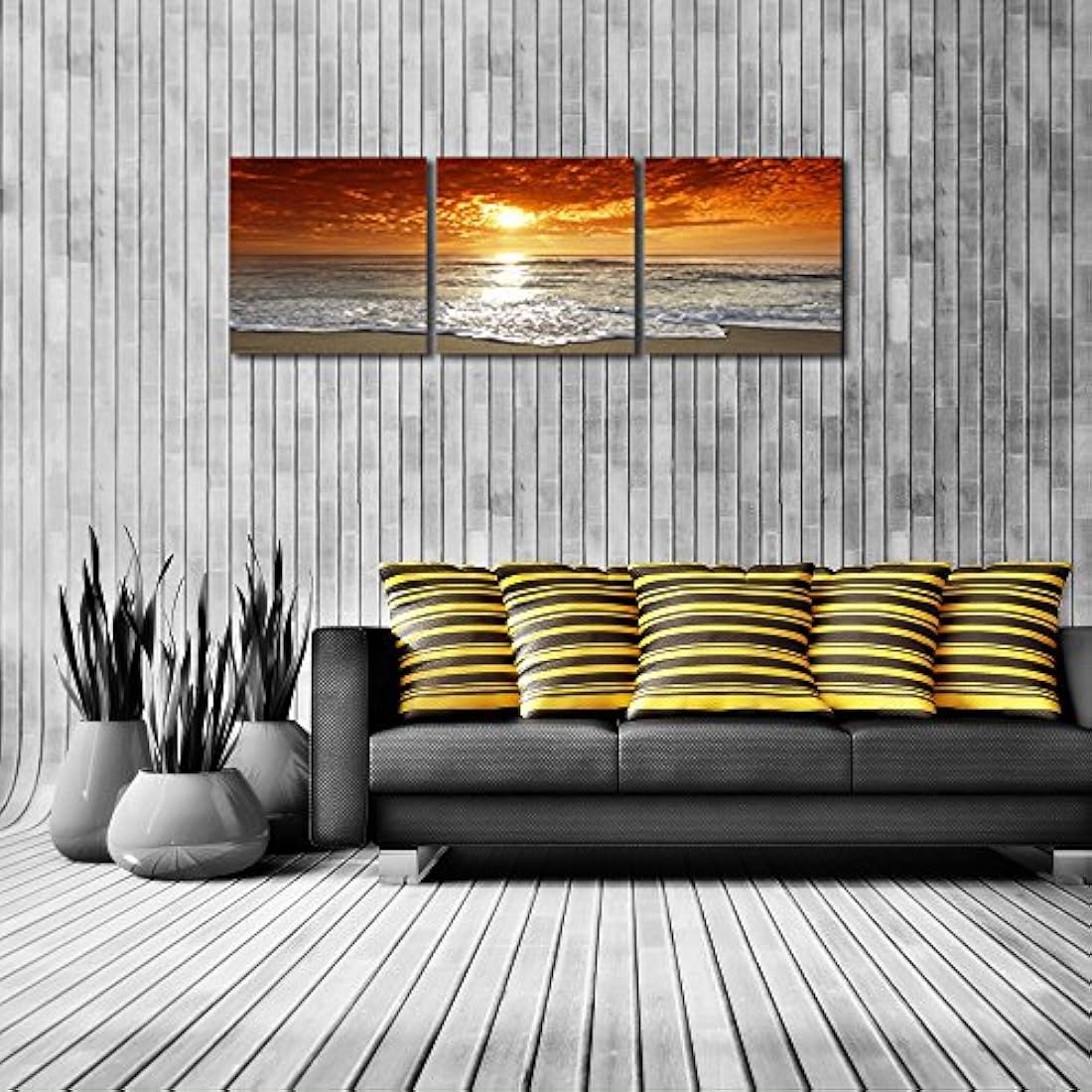 Pyradecor - 3 paneles Cuadros pinturas sobre lona Wall Art