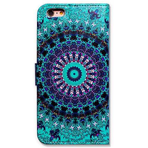 Funda de cuero verde con diseño de mandala