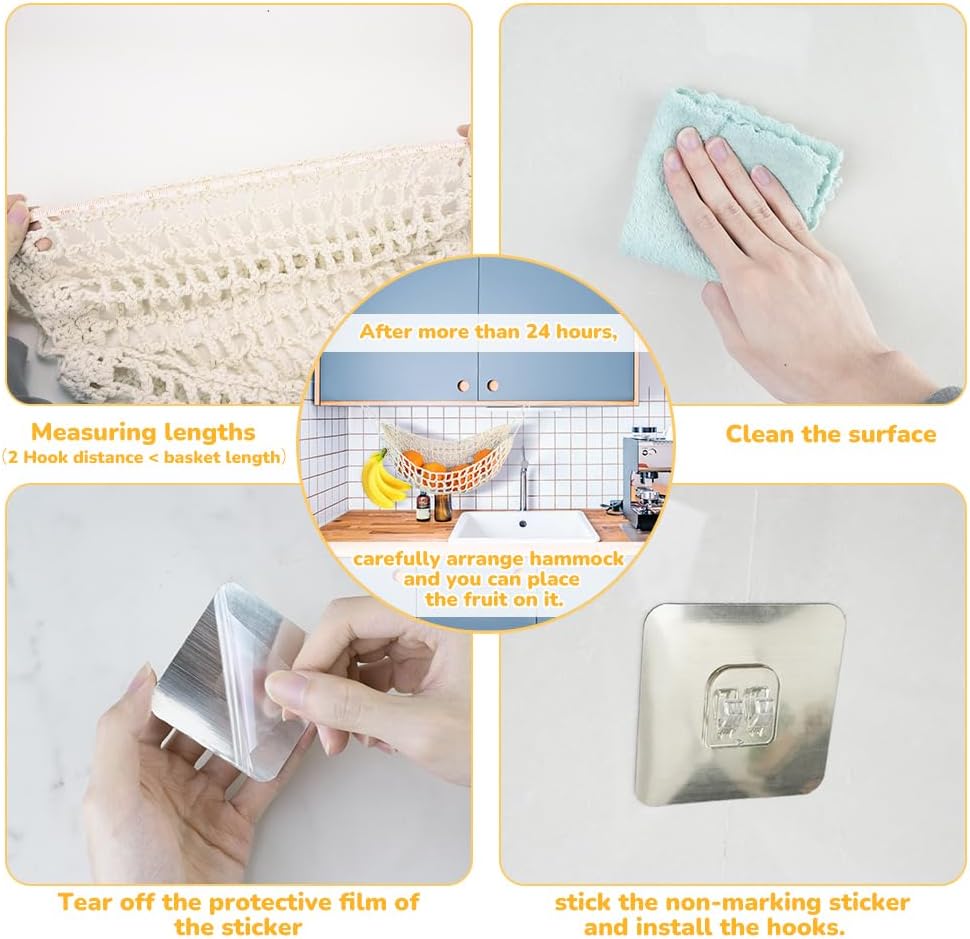 Hamaca para frutas, marca desconocida, 4 ganchos, modelo neto.