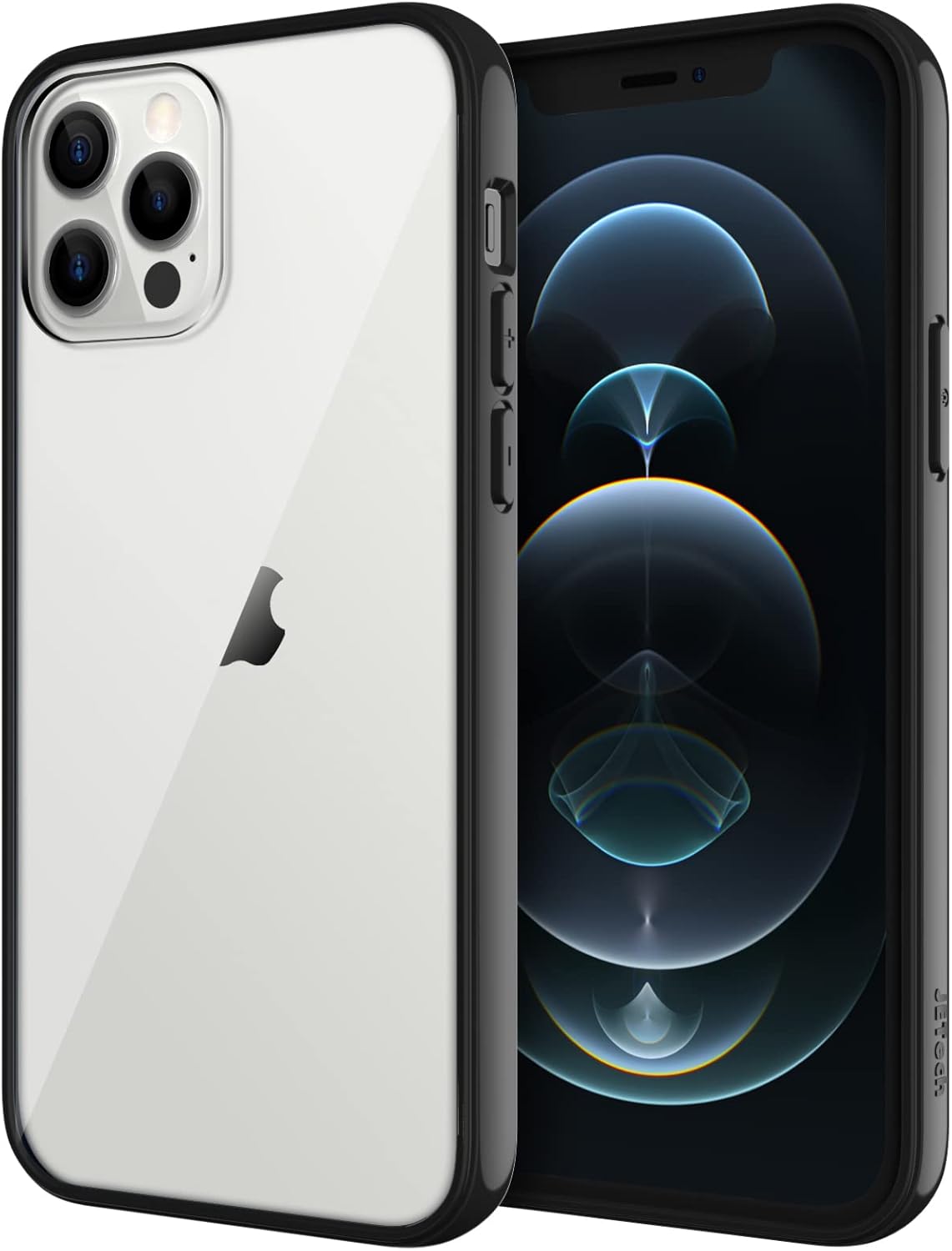 JETech Funda para iPhone 12/12 Pro de 6.1 pulgadas, a prueba de golpes, parte trasera transparente antiarañazos, color negro