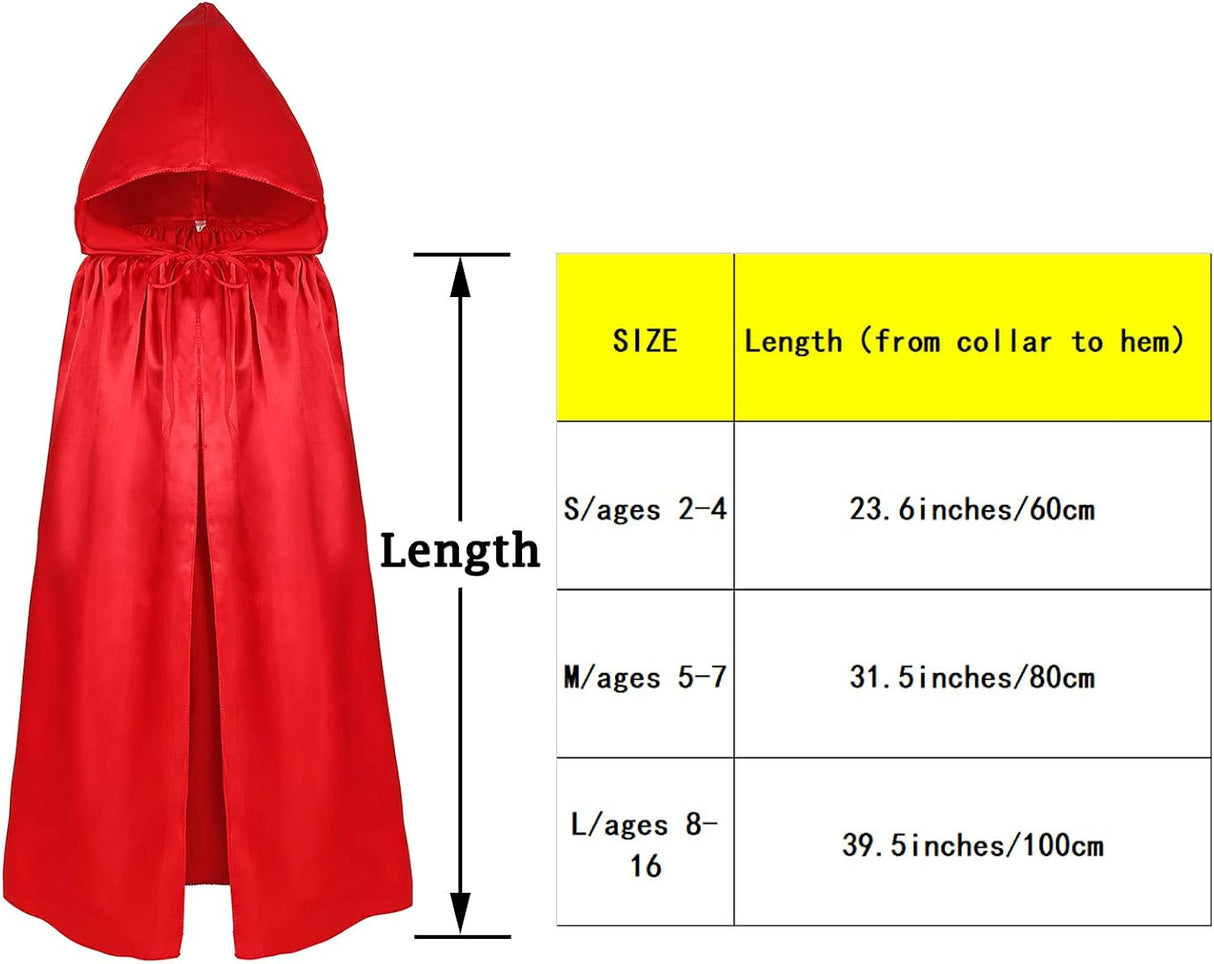Disfraces de terciopelo con capucha roja talla