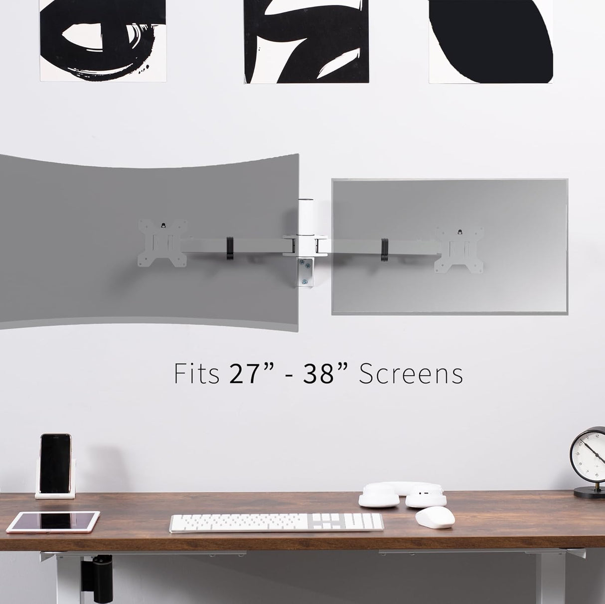 Soporte de Monitor Doble VIVO, Pared, Brazo Telescópico, MOUNT-TS38W