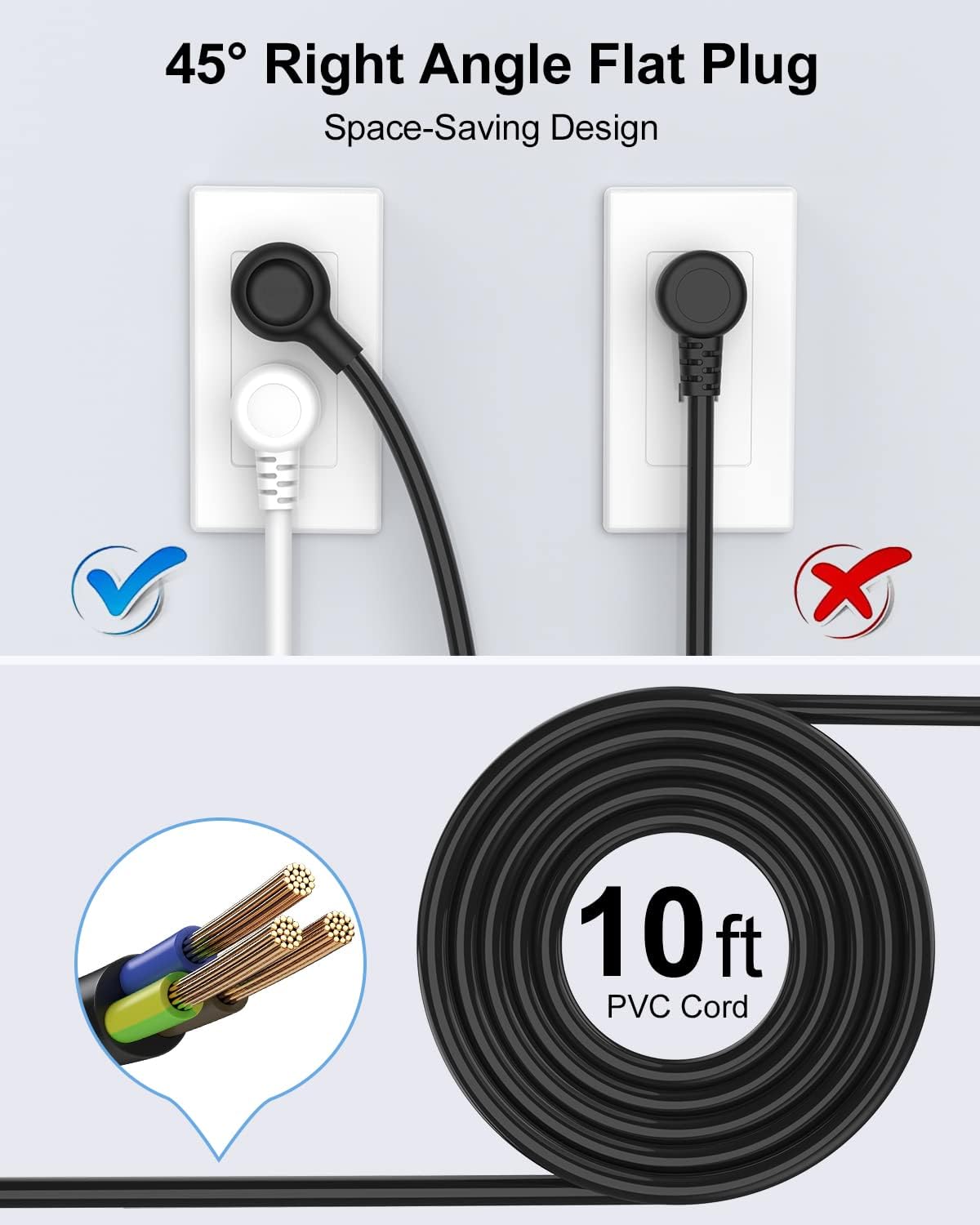 AUOPLUS - Regleta protectora de sobretensiones con USB, tira