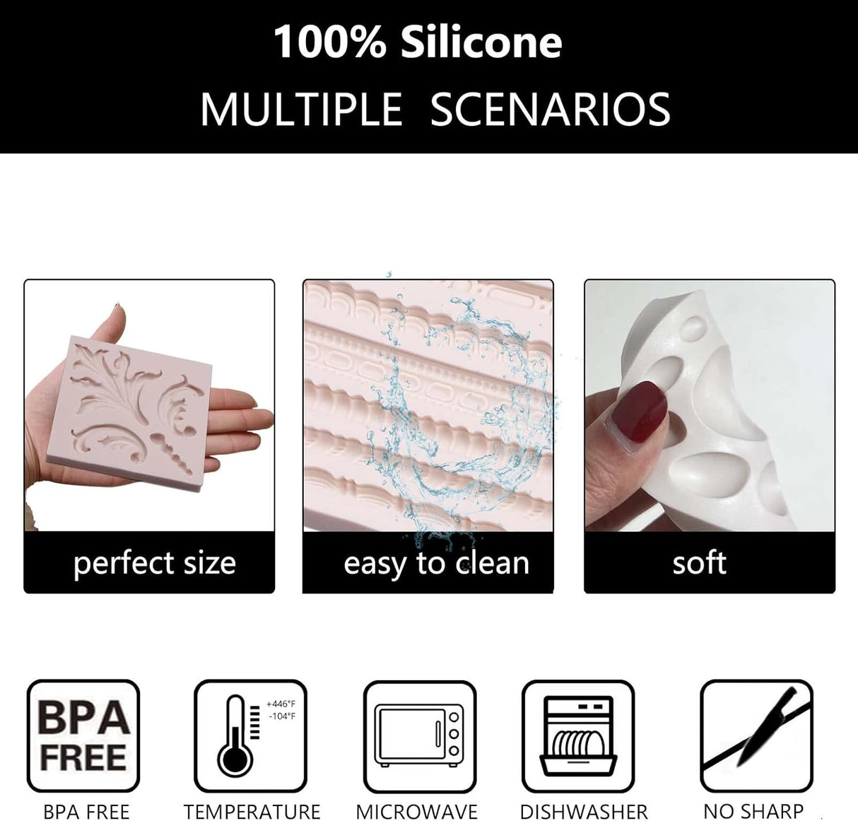 Molde de silicona de alivio barroco de fondant de borde